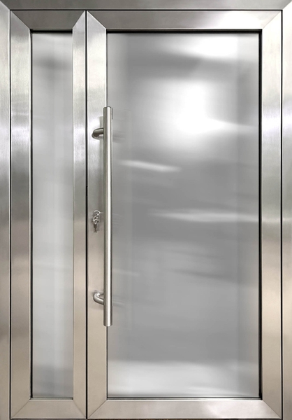 Внешняя сторона Полуторная противопожарная дверь из нержавеющей стали с остеклением более 25% EIW 60 (14)